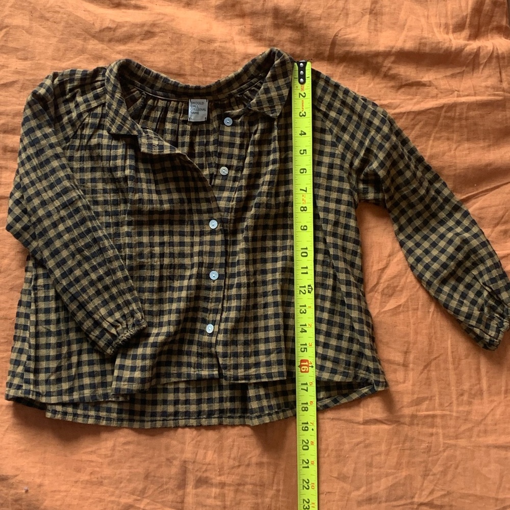 Gingham/Buffalo Check Cropped Blouse, Size M - Picture 3 of 6